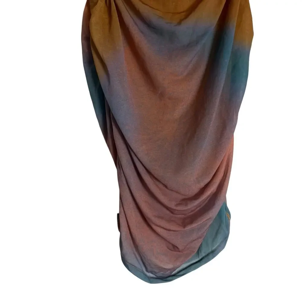 Topshop Rust Purple Ombre Ruched Draped Sleeveless Artsy Modern Top Size Small